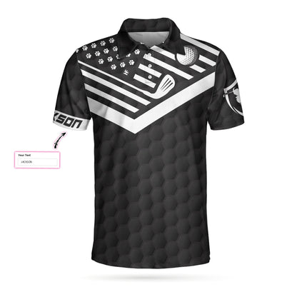 Best Pug Dad Ever Golfer Custom Men Polo Shirt, Personalized Black American Flag Golf Shirt For Men, Golf Shirt For Pug Lovers, Pug Dad
