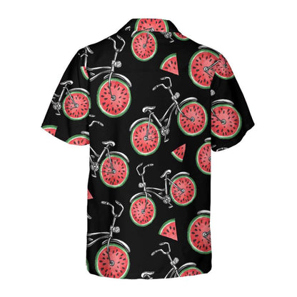 Bicycles With Watermelon Wheels Hawaiian Shirt, Funny Cycling Shirt For Men And Women, Tropical Summer Fruits Aloha Shirt, Perfect Gift For Summer Fruits Lovers, Friends, Husband, Boyfriend, Family