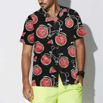 Bicycles With Watermelon Wheels Hawaiian Shirt, Funny Cycling Shirt For Men And Women, Tropical Summer Fruits Aloha Shirt, Perfect Gift For Summer Fruits Lovers, Friends, Husband, Boyfriend, Family