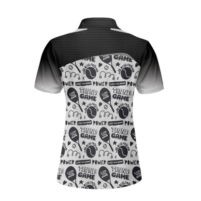 Women Polo Shirt - Black And White I Love Tennis Game Custom Short Sleeve Women Polo Shirt