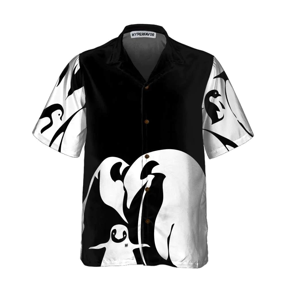 Black And White Penguin Hawaiian Shirt, Cool Penguin Hawaiian Shirt For Men - Perfect Gift Husband, Wife, Boyfriend, Girlfriend, Family, Friends