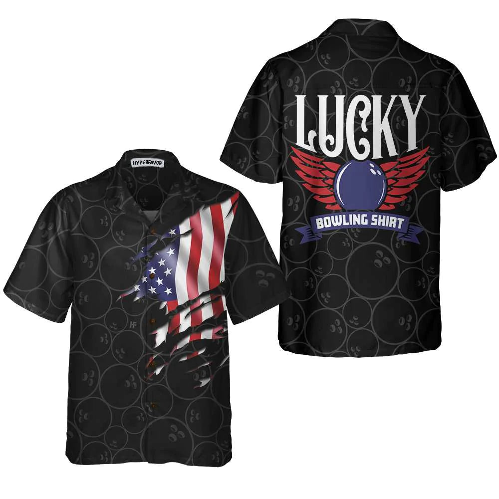 Black Bowling American Flag Hawaiian Shirt, Bowling Balls Shirt, Best Gift For Bowling Players, Friends, Family, Husband, Boyfriend