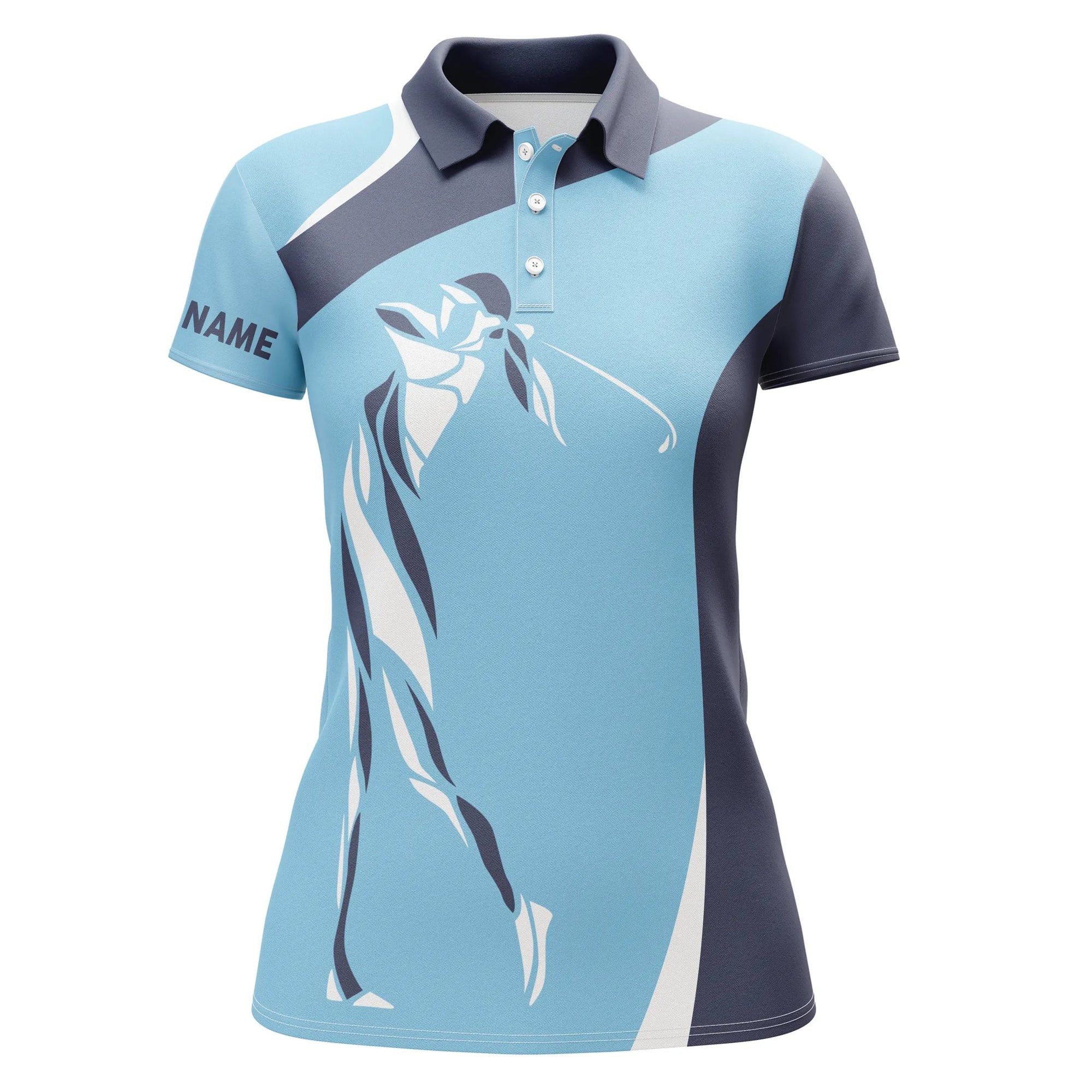 Blue Womens Golf Polo Shirt Custom Name Golf Gifts For Women, Personalized Unique Golf Gifts