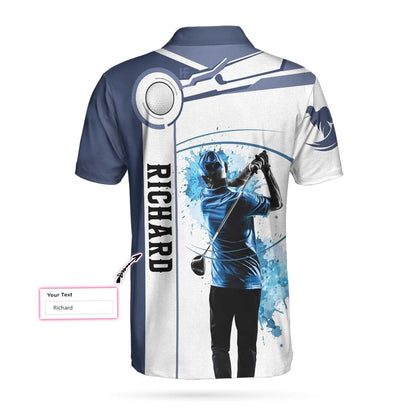 Men Polo Shirt - Blue Golf Lover Custom Polo Shirt, Personalized White And Blue Golf Shirt For Men