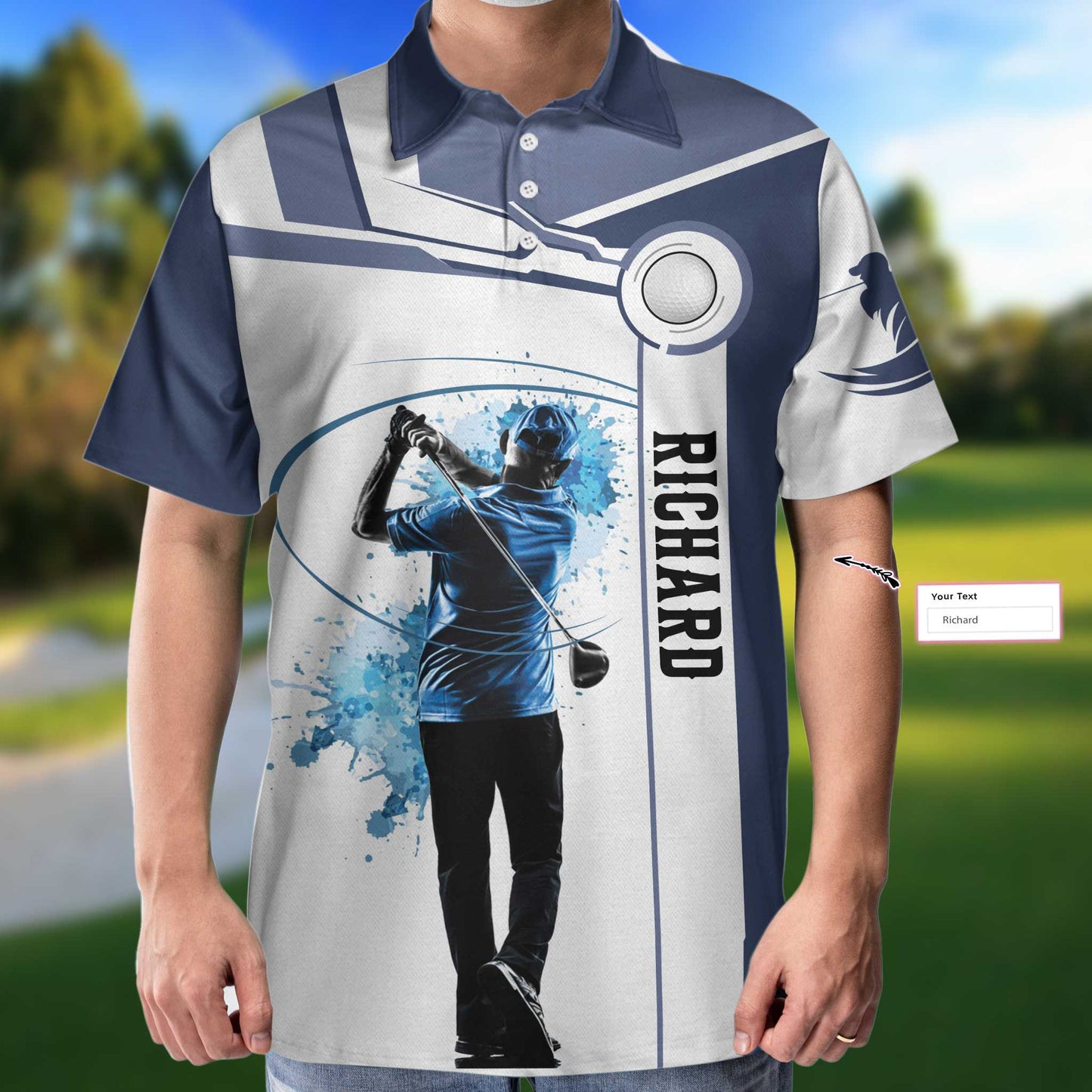 Men Polo Shirt - Blue Golf Lover Custom Polo Shirt, Personalized White And Blue Golf Shirt For Men