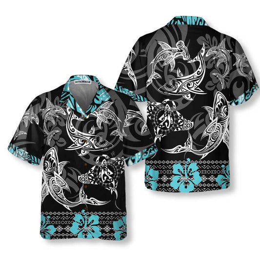 Blue Shark Hawaiian Shirt, Shark Button Up Shirt For Adults, Shark Print Shirt, Best Gift For lover, Friend, Family
