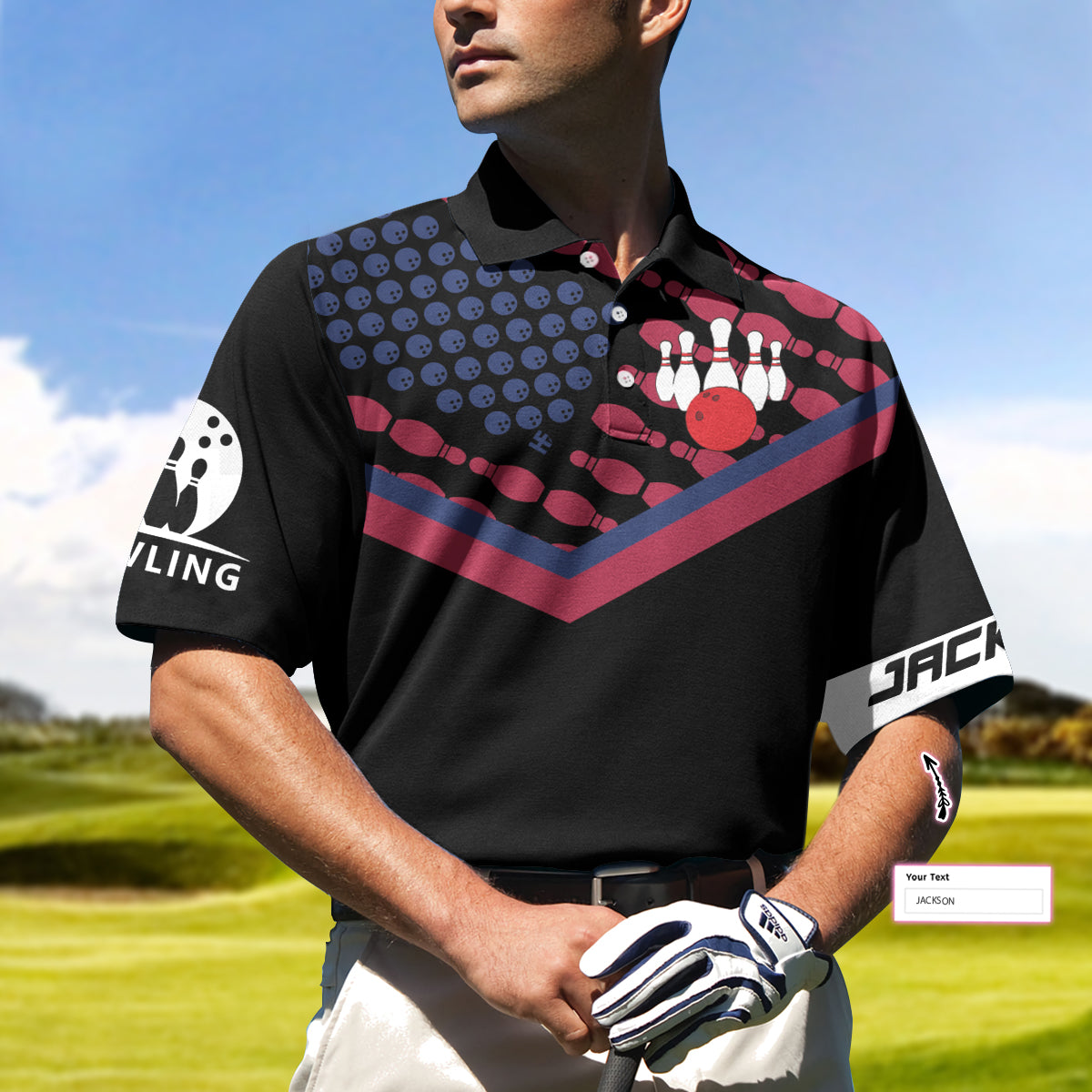 Men Polo Shirt Bowling Aim Shoot Swear Repeat Custom Polo Shirt