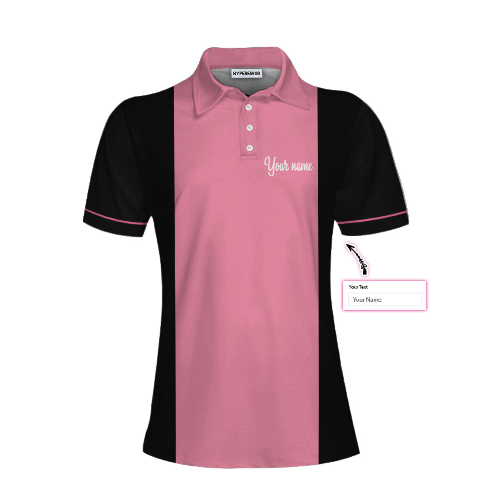 Personalized Bowling Women Polo Shirt, Pink Bowling Shirt For Women, Bowling I Know I Play Like A Girl Custom Short Sleeve Women Polo Shirt
