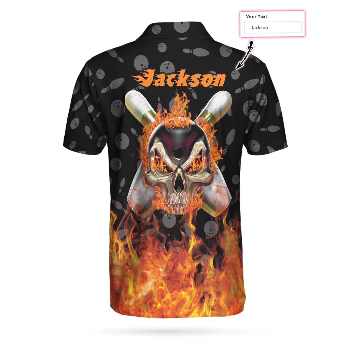 Bowling Custom Men Polo Shirt - Bowling Skull Flame Custom Polo Shirt, Personalized Skull Bowling Polo Shirt - Perfect Gift For Friend, Family, Bowling Lovers