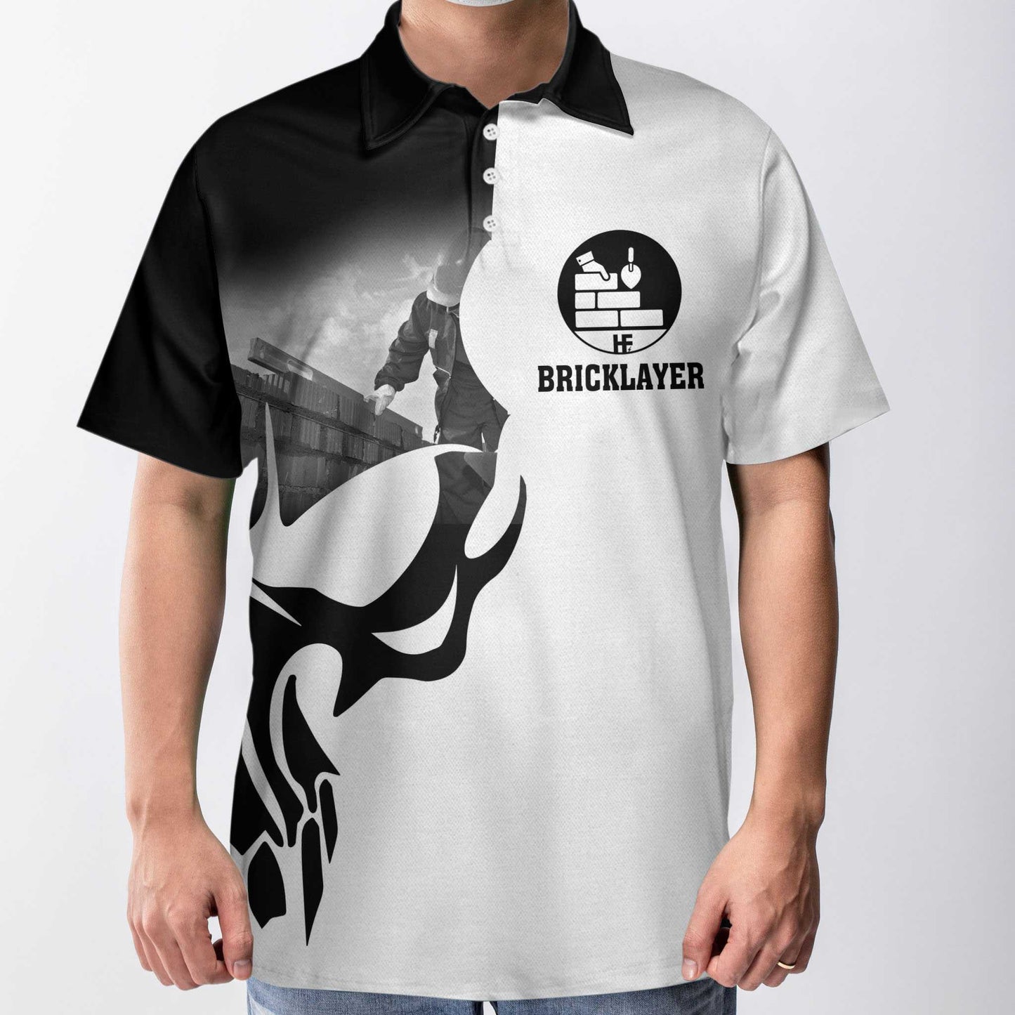 Bricklayer Proud Skull Short Sleeve Polo Shirt, If You Think You Can Do My Job Polo Shirt, Bricklayer Shirt For Men, Gift for Men, Best Golf Gift Idea For Golfers