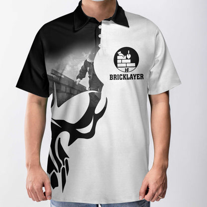 Bricklayer Proud Skull Short Sleeve Polo Shirt, If You Think You Can Do My Job Polo Shirt, Bricklayer Shirt For Men, Gift for Men, Best Golf Gift Idea For Golfers