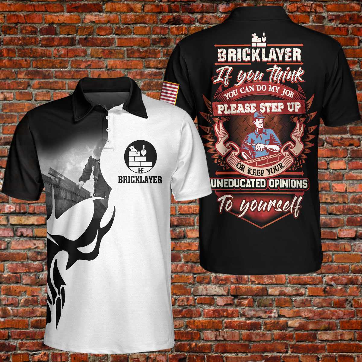 Bricklayer Proud Skull Short Sleeve Polo Shirt, If You Think You Can Do My Job Polo Shirt, Bricklayer Shirt For Men, Gift for Men, Best Golf Gift Idea For Golfers