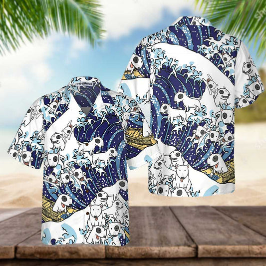 Bull Terrier Tsunami Bull Terrier Hawaiian Shirt, Funny Bull Terrier Shirt, Best Gift For Bull Terrier Lover, Friend, Family