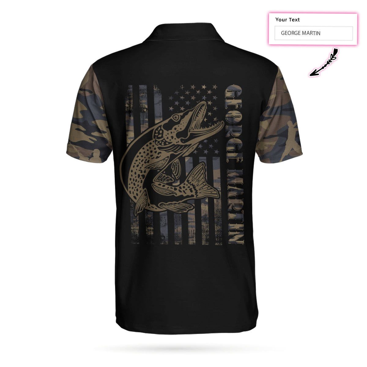 Custom Fishing Men Polo Shirt, Camouflage Fisherman Silhouette Vector Fishing Custom Polo Shirt, American Flag Polo Shirt, Fishing Shirt For Men, Best Gift for Fisherman