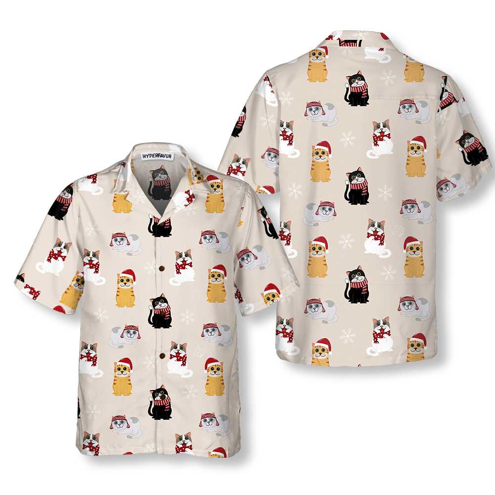 Cat Wearing Santa Claus Hat Hawaiian Shirt, Christmas Cat Shirt, Best Christmas Gift, Best Gift For Cat Lover, Friend, Family