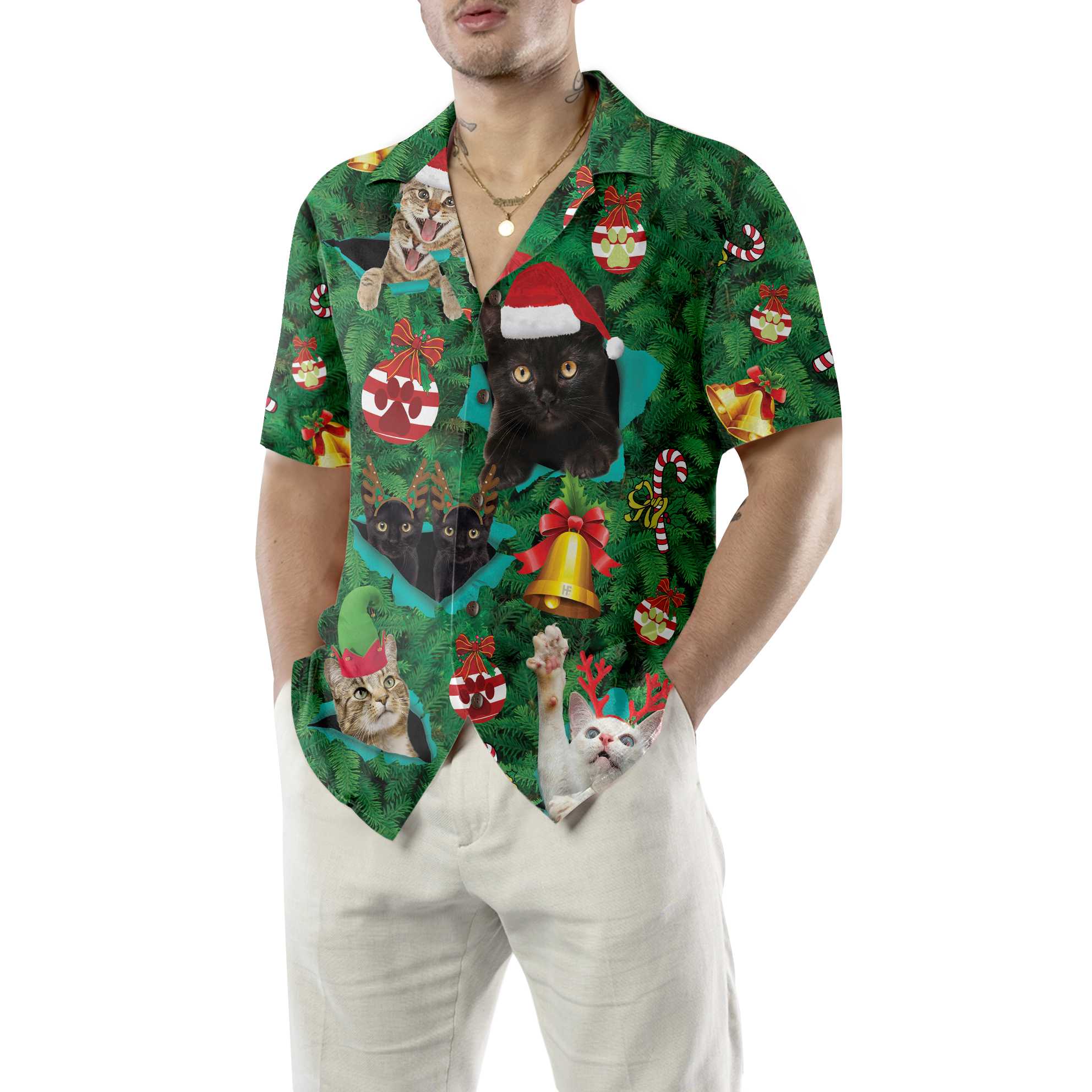 Cats For Christmas Hawaiian Shirt, Funny Christmas Cat Shirt, Best Gift For Christmas, Friend, Family