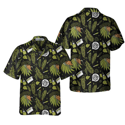 Chiefin Native American Hawaiian Shirt, Green Pattern American Indian Shirt, Best Gift For Husband, Wife, Boyfriend, Girlfriend, Friend, Family