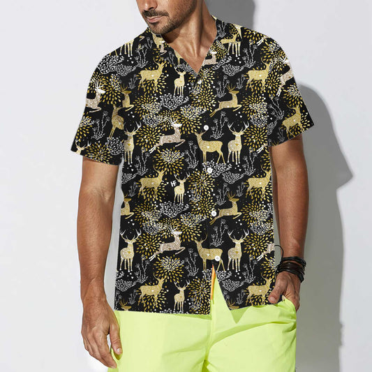 Christmas Golden Reindeers Hawaiian Shirt, Best Christmas Gift For lover, Friend, Family
