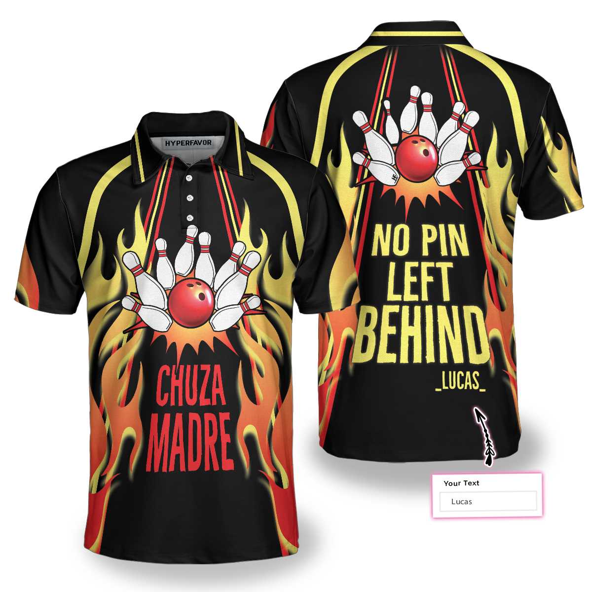 Personalized Chuza Madre No Pin Left Behind Bowling Polo Shirt, Custom Short Sleeve Men Polo Shirt, Best Gift For Men, Gift For Bowling Lovers