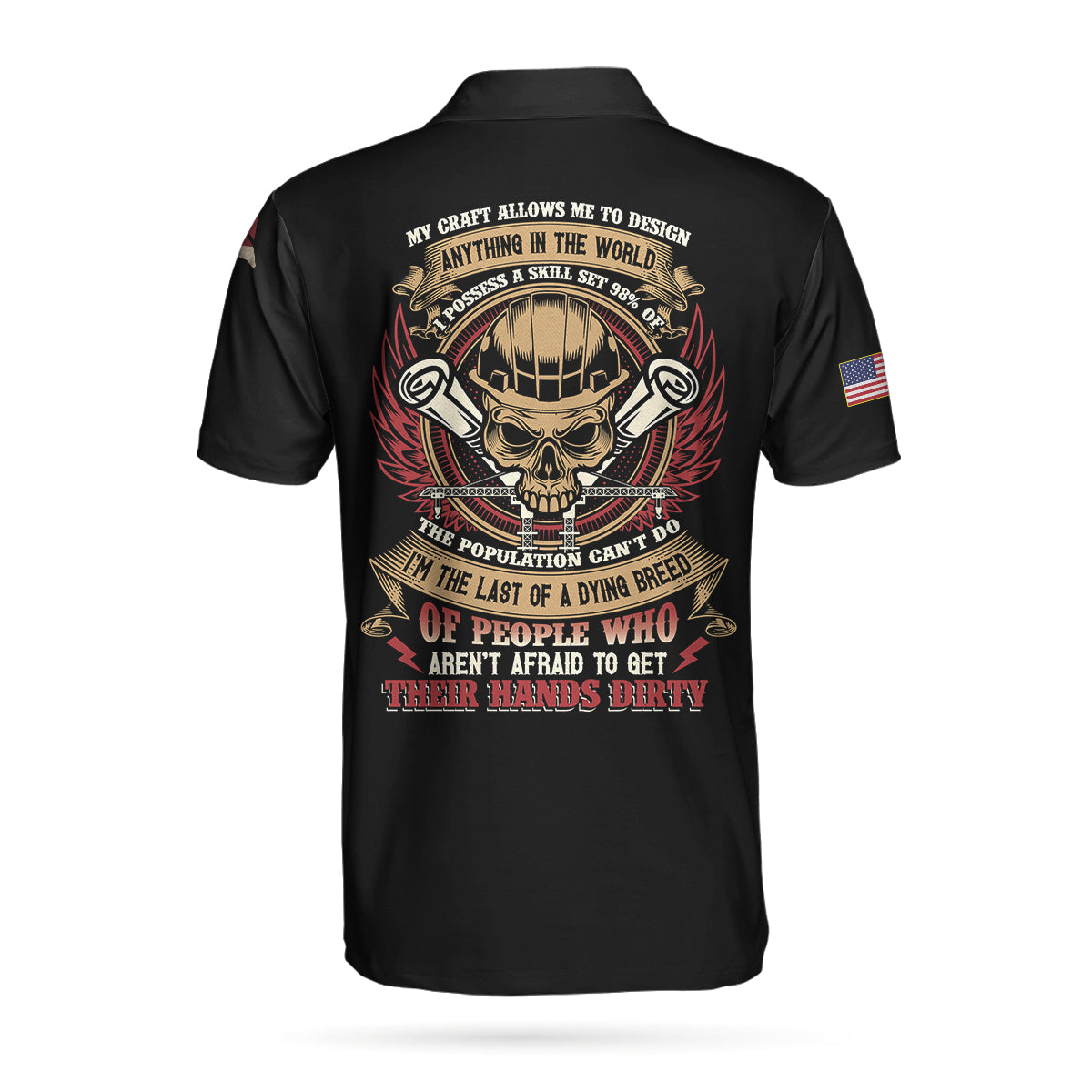Civil Engineer My Craft Allows Me To Design Anything Skull Polo Shirt, American Flag Polo Shirt, Engineer Shirt For Men - Gift For Men