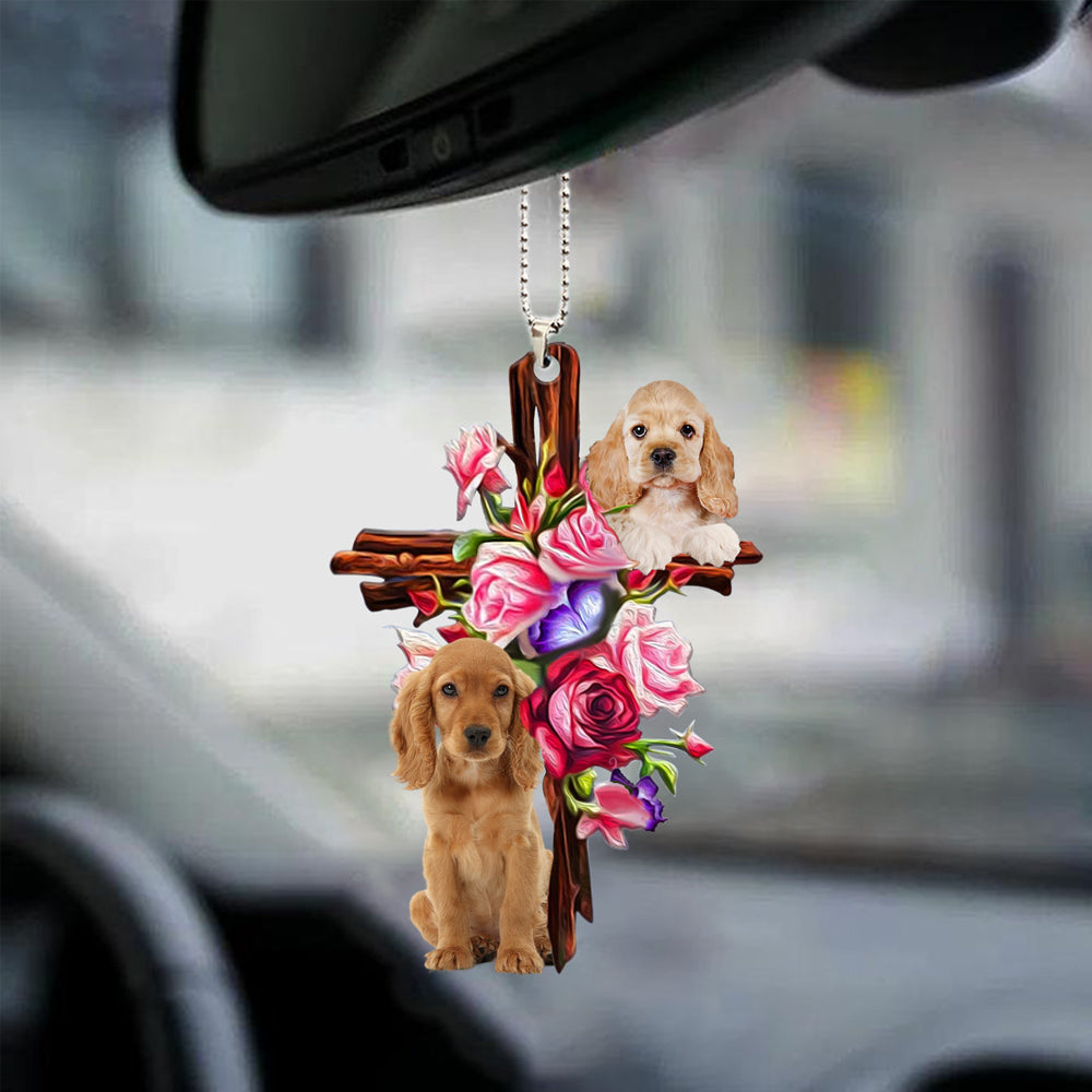 Cocker Spaniel Roses and Jesus Ornament - Dog Ornaments - Gift For Dog Mom, Dog Lover, Dog Owner