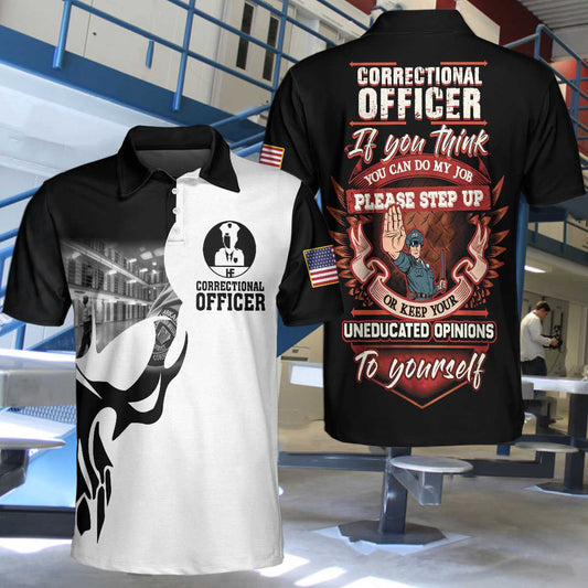 Correctional Officer Proud Skull Short Sleeve Polo Shirt, If You Think You Can Do My Job Shirt, Officer Shirt For Men