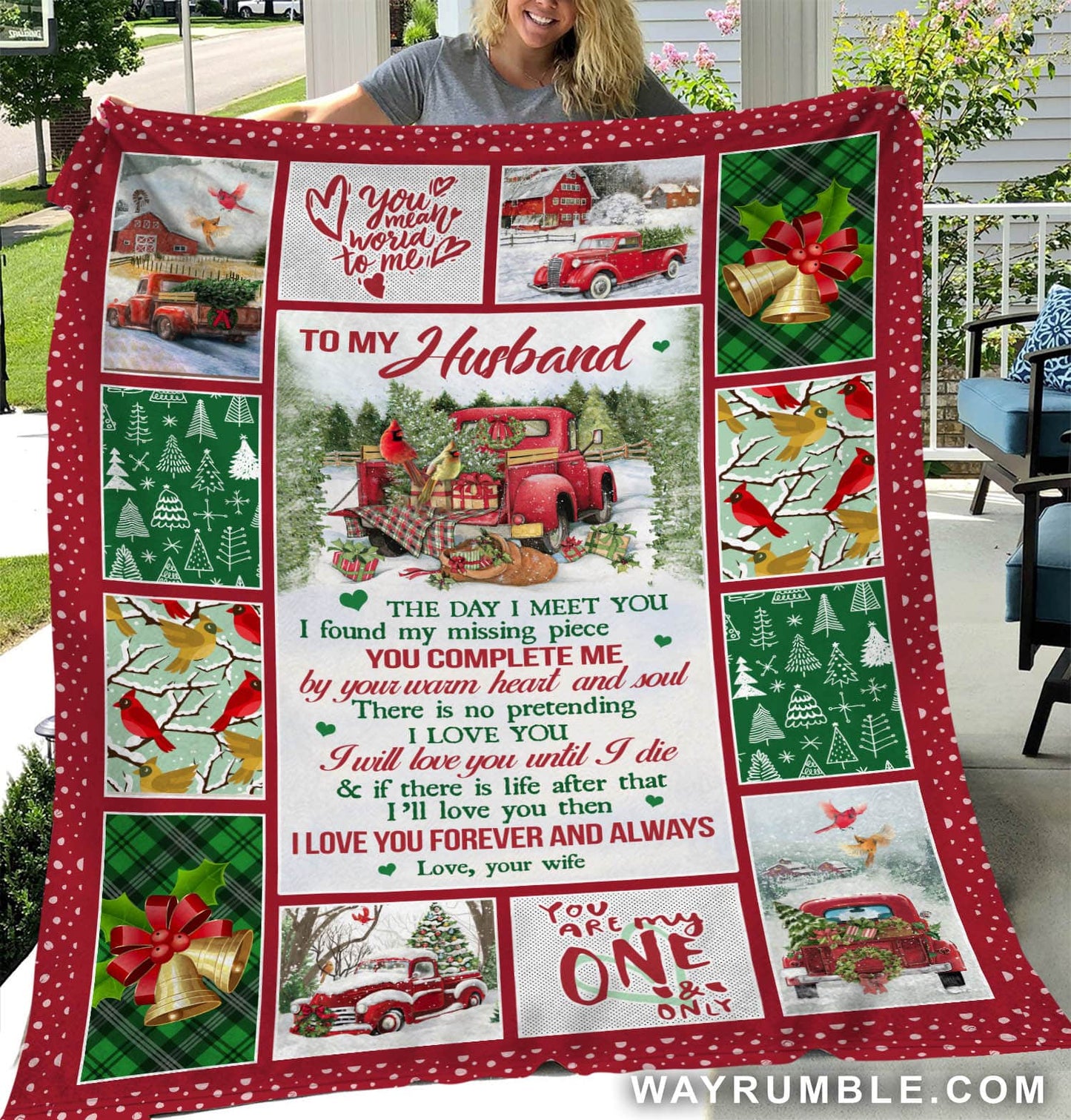 Couple Blanket, To My Husband Blanket, Valentine's Day Gift, Gifts For Husband From Wife, Red Truck Blanket - I Meet You, I Found My Missing Piece