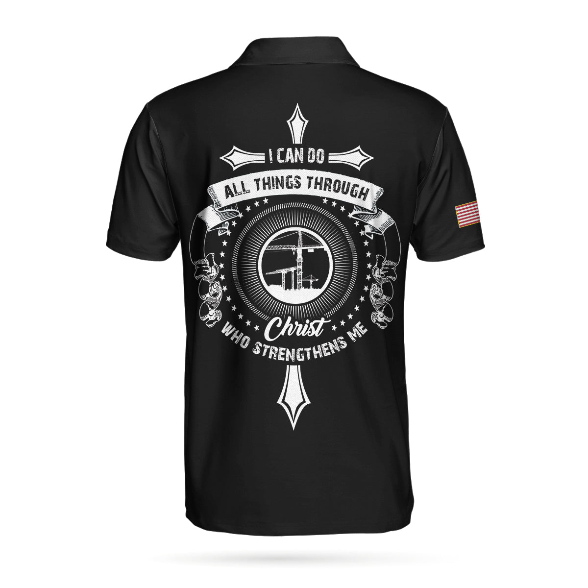 Crane Operator Custom Polo Shirt, I Can Do All Things Short Sleeve Custom Polo Shirt, Christian Crane Operator Shirt For Men