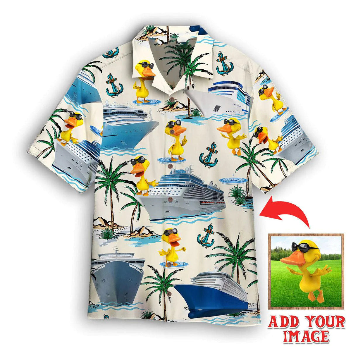 Personalized Hawaiian Shirts, Custom Photo Gifts, Cruising Duck Custom Hawaiian Shirt, Animal Hawaiian Shirt