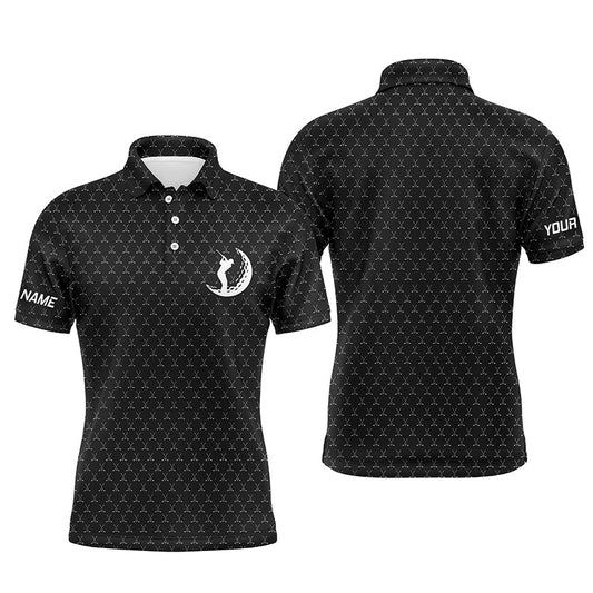 Golf Men Polo Shirt - Custom Name Funny Golf Clubs Pattern Apparel - Personalized Gift For Golf Lover, Team, Golfers, Husband, Boyfriend