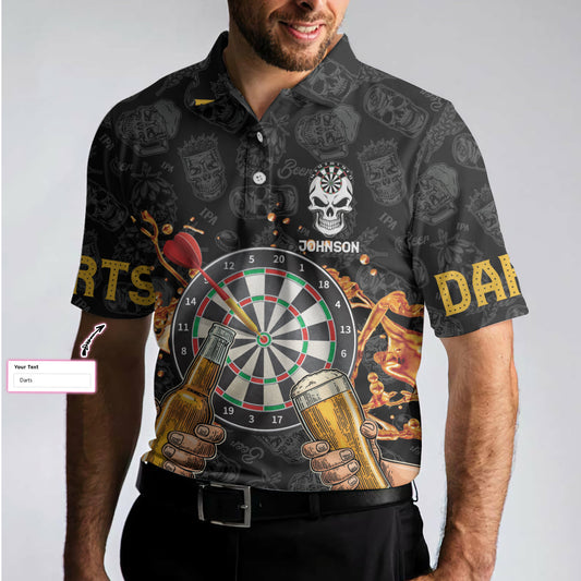 Personalized Darts And Beer Lover Shirt For Men Custom Polo Shirt, Personalized Dart Shirt For Men Polo Style Dart Shirt, Bets Gift For Men Dart