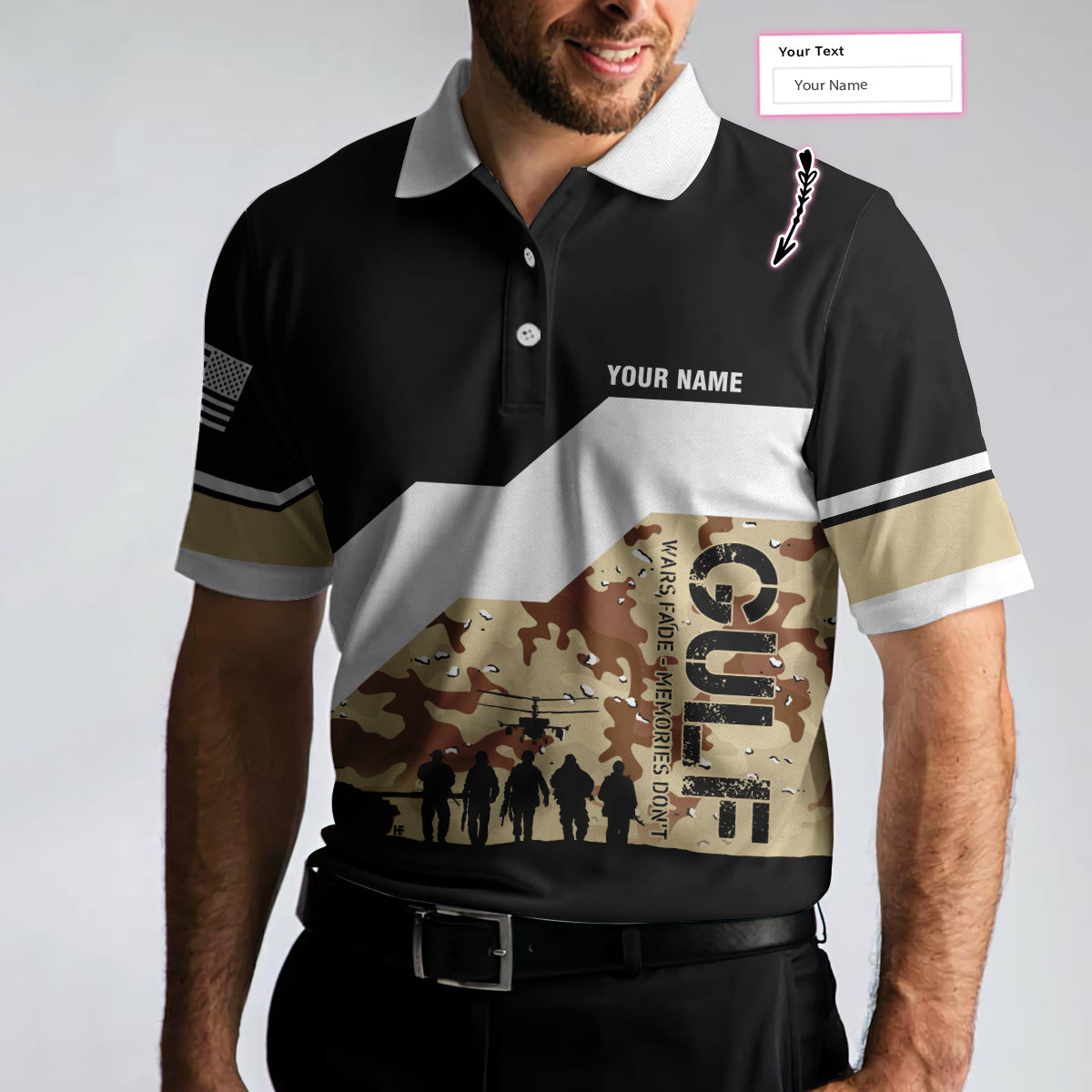 Personalized Desert Storm Veteran Polo Shirt, Personalized Gift For Veterans, Cool Desert Shirt Design For Male, Best Gift For Men Veterans