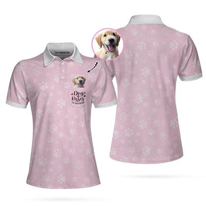 Dog Kisses Fix Everything Custom Short Sleeve Women Polo Shirt, Personalized Pink Polo Shirt For Dog Lovers, Best Gift For Dog Lovers, Gift For Women