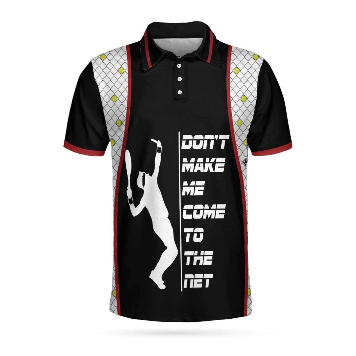 Don't Make Me Come To The Net Tennis Polo Shirt, Short Sleeve Black Tennis Shirt For Men, Polo Shirt Gift For Men, Gift For Tennis Lovers