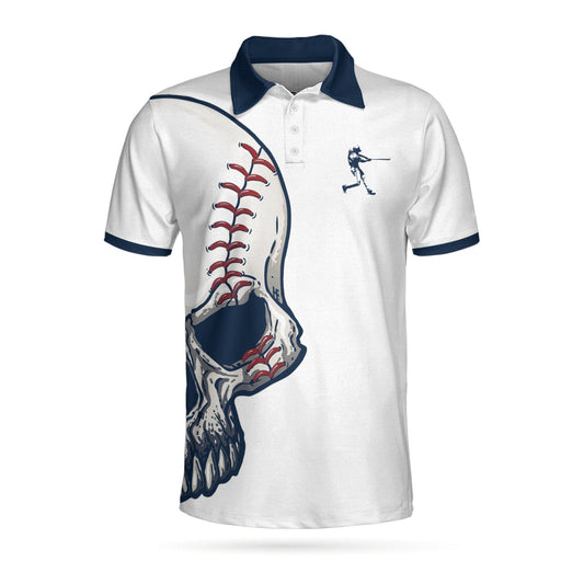Skull Men Polo Shirt, Eat Sleep Baseball Short Sleeve Polo Shirt, Best Skull Baseball Shirt For Men
