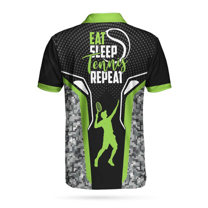 Personalized Tennis Men Polo Shirt, Eat Sleep Tennis Repeat Custom Polo Shirt, Cool Tennis Shirt For Men, Tennis Gift For Men