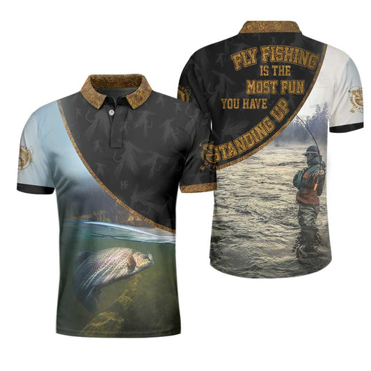 Fly Fishing Is The Most Fun You Have Men Polo Shirt, River Fishing Polo Shirt, Best Fishing Gift For Men, Gift For Fishing Lovers