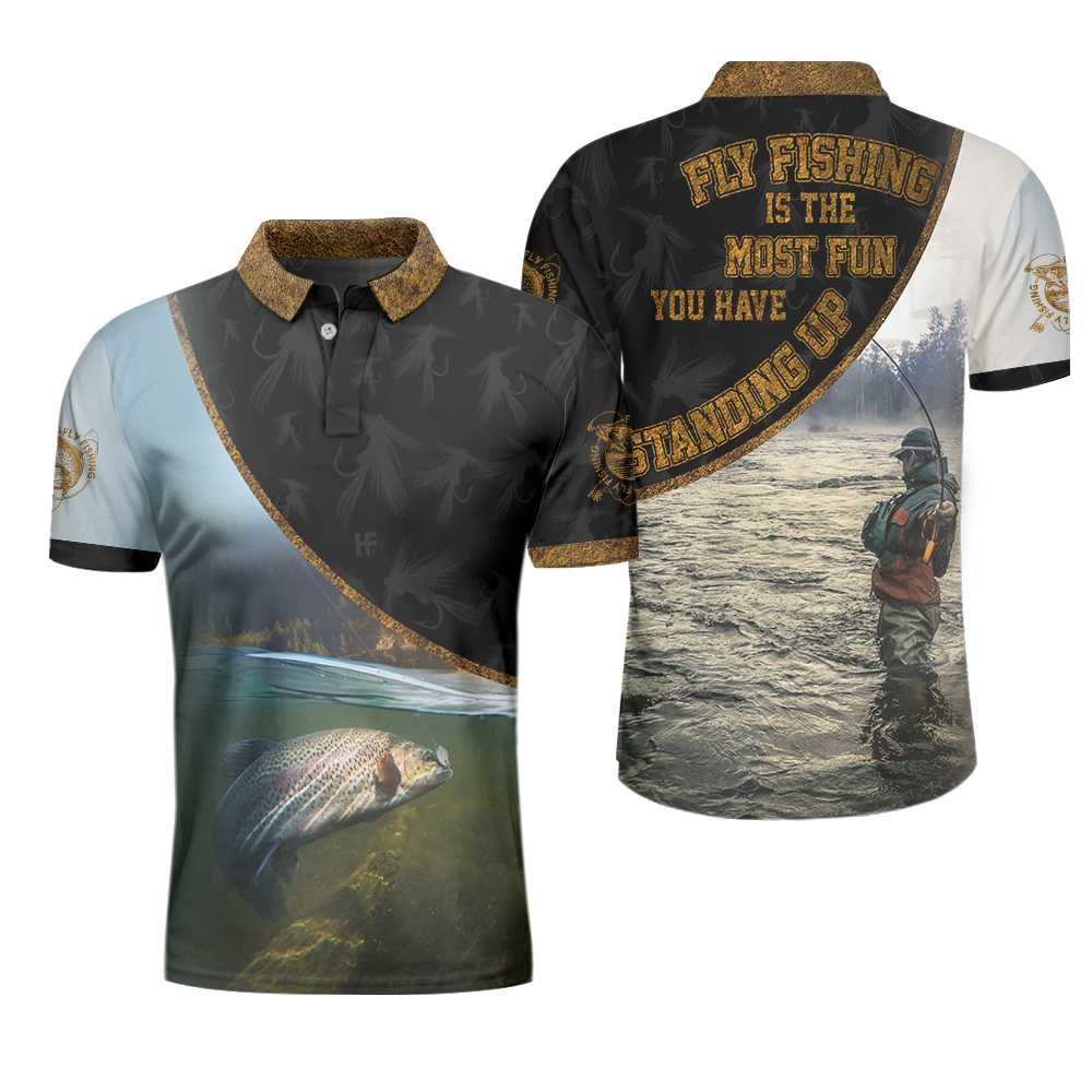 Fly Fishing Is The Most Fun You Have Men Polo Shirt, River Fishing Pol -  Cerigifts