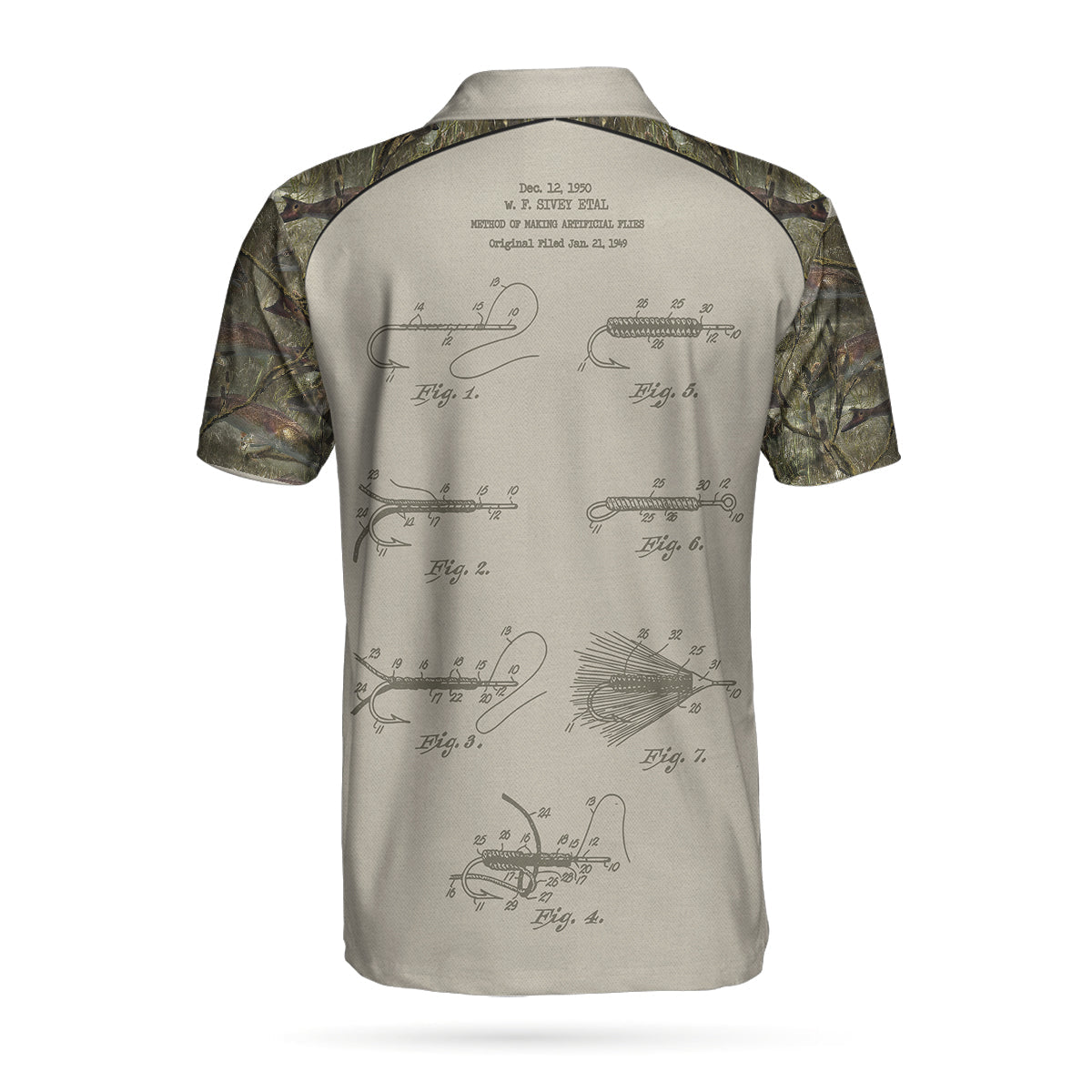 Fly Fishing On The Fly Flies Patent Men Polo Shirt, Fly Hook Camouflage Polo Shirt, Camo Fishing Shirt For Men, Gift For Fishing Lovers