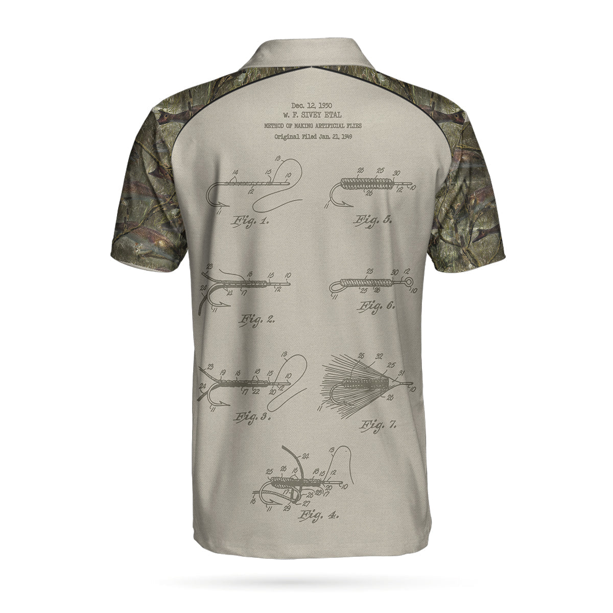 Fly Fishing On The Fly Flies Patent Polo Shirt, Fly Hook Camouflage Polo Shirt, Camo Fishing Shirt for Men