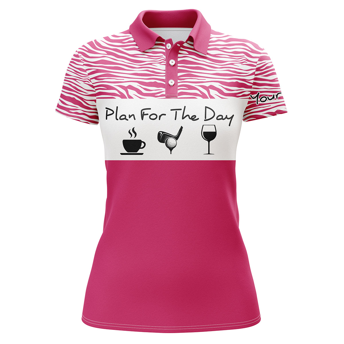 Funny Womens Golf Polo Shirt Plan For The Day Custom Name Golf