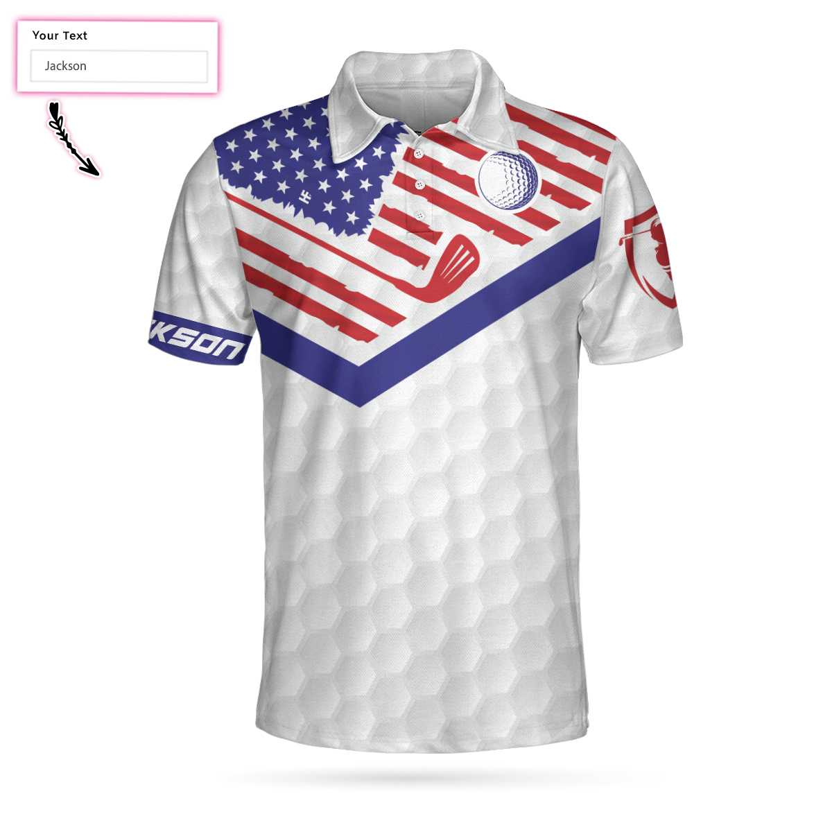 Personalized White Golf Pattern Men Polo Shirt, Golf American Flag New Custom Polo Shirt, Patriotic Golf Shirt For Men, Best Gift For Golfers