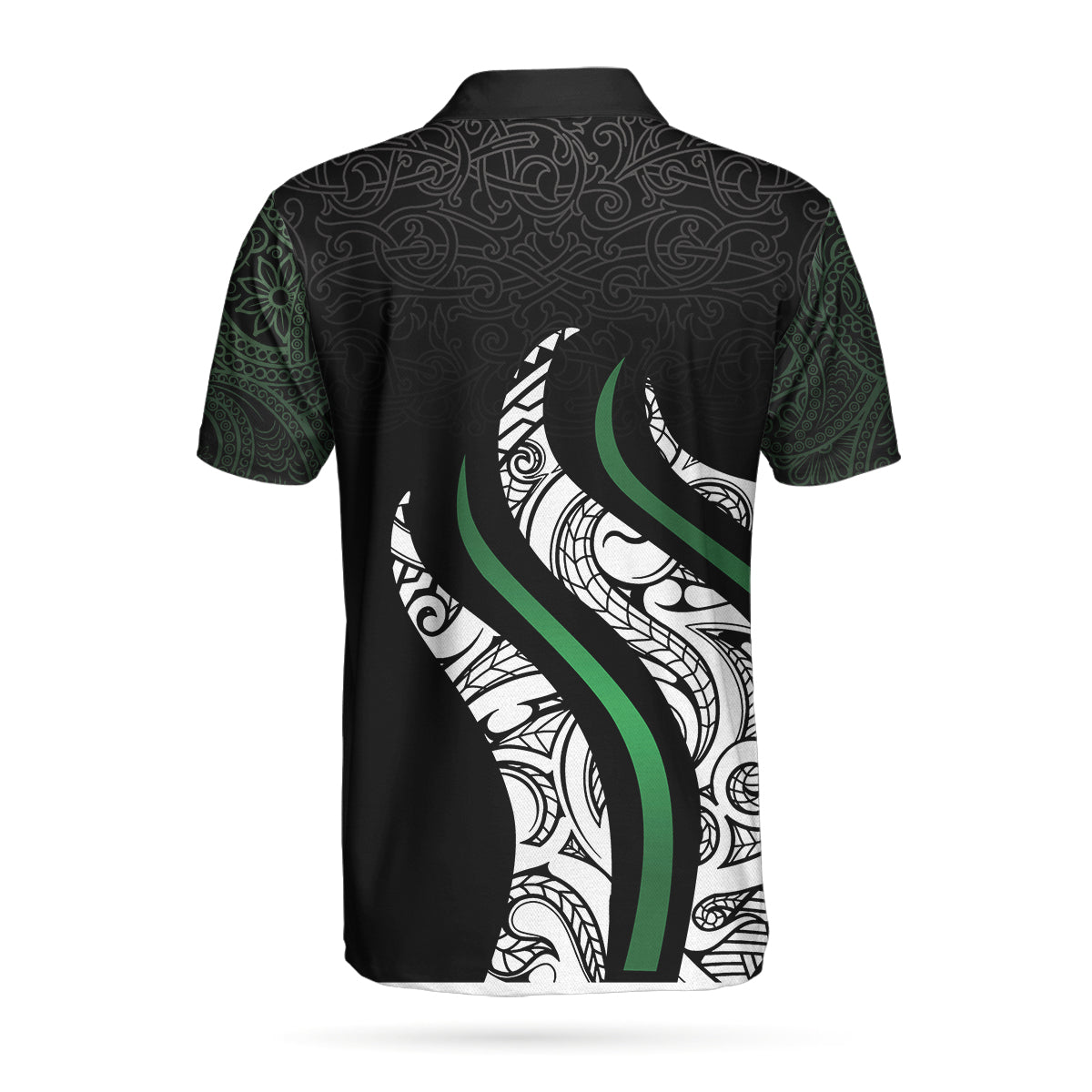 Personalized Golf Polo Shirt, Black And Green Abstract Pattern Custom Polo Shirt, Golf Gift For Male Golfers