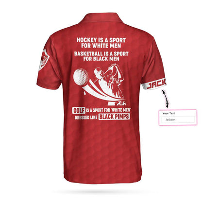 Men Polo Shirt, Personalized Shirt For Golfers - Black Pimps Sunday Red American Flag Golf Custom Polo Shirt