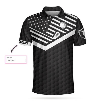 Personalized Funny American Flag Golf Ball Golf Clubs Men Polo Shirt, Golf Saved Me From Being A Pornstar Custom Shirt For Men