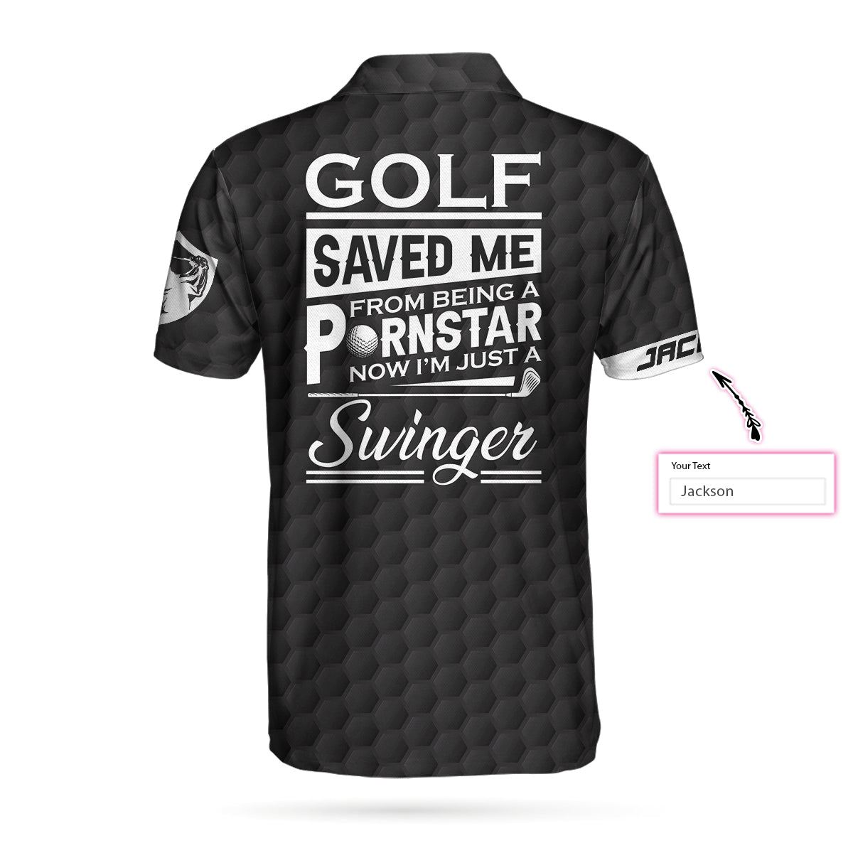 Personalized Funny American Flag Golf Ball Golf Clubs Men Polo Shirt, Golf Saved Me From Being A Pornstar Custom Shirt For Men