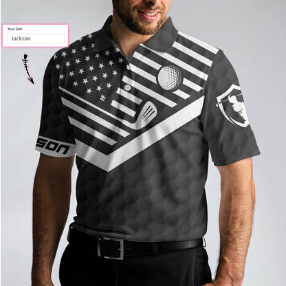 Personalized Funny American Flag Golf Ball Golf Clubs Men Polo Shirt, Golf Saved Me From Being A Pornstar Custom Shirt For Men