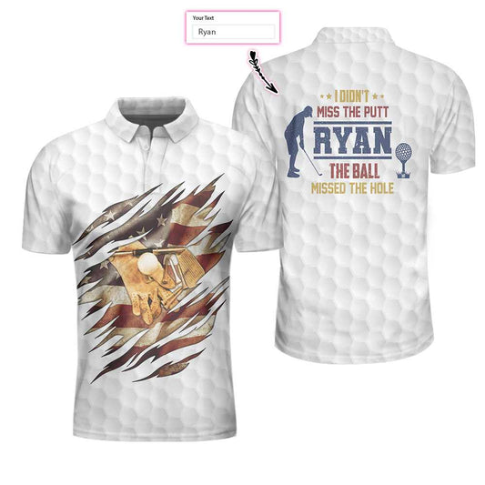 Golf Vintage And American Flag Custom Men Polo Shirt, Personalized I Didn't Miss The Putt Polo Shirt, Funny Golf Shirt For Men, Best Golf Shirt For Men