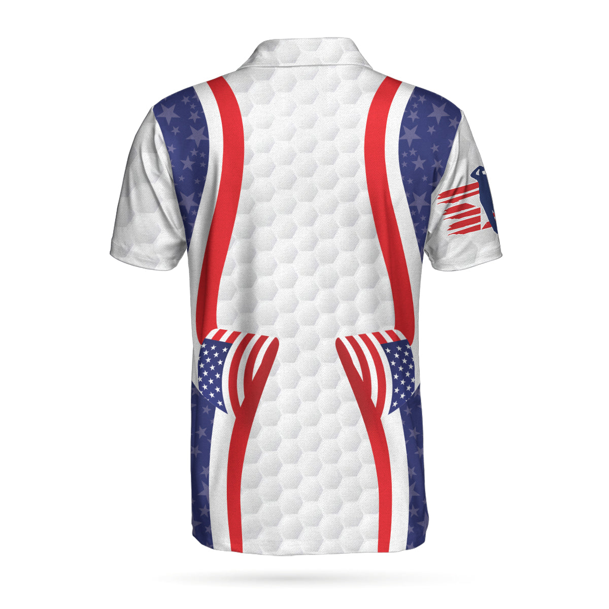 Symmetric Curve American Flag Golf Pattern Polo Shirt, USA Golf Polo Shirt, Patriotic Golf Shirt For Men - Best Gift For Golf Lovers