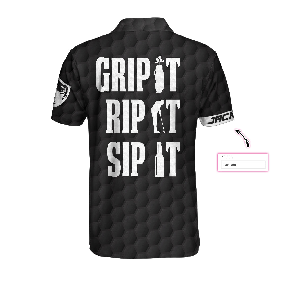 Black And White American Flag Golf Men Polo Shirt, Golfer Grip It Rip It Sip It Custom Polo Shirt, Personalized Golf Gift, Best Gift For Golfers